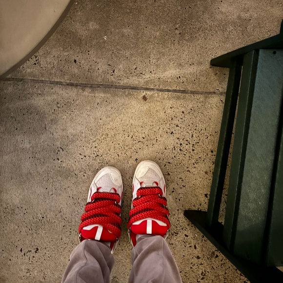 Red Lanvin Curb Panelled Sneakers Sz45 11-12 Men Fit 9-10 Women SSENSE Exclusive - Picture 11 of 12